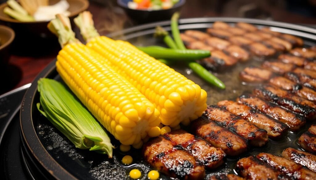 fresh corn in pepper lunch dish