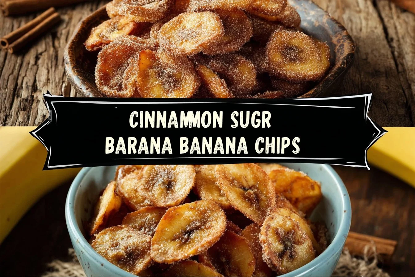 Cinnamon Sugar Air Fryer Banana Chips in a bowl, a healthy snack option.