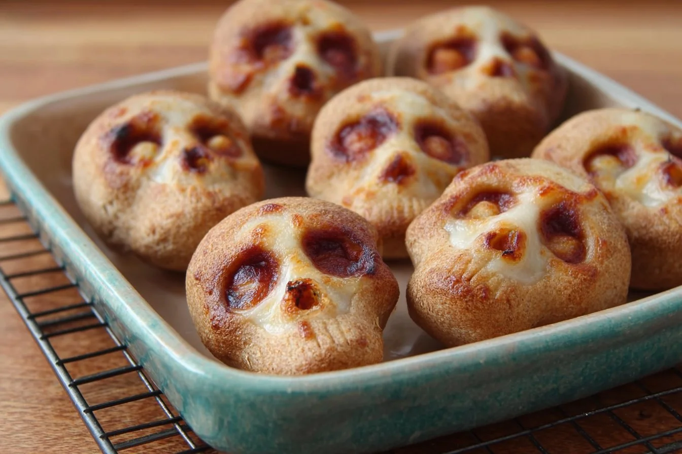 Mini Pizza Skulls perfect for Halloween-themed parties and fun meals