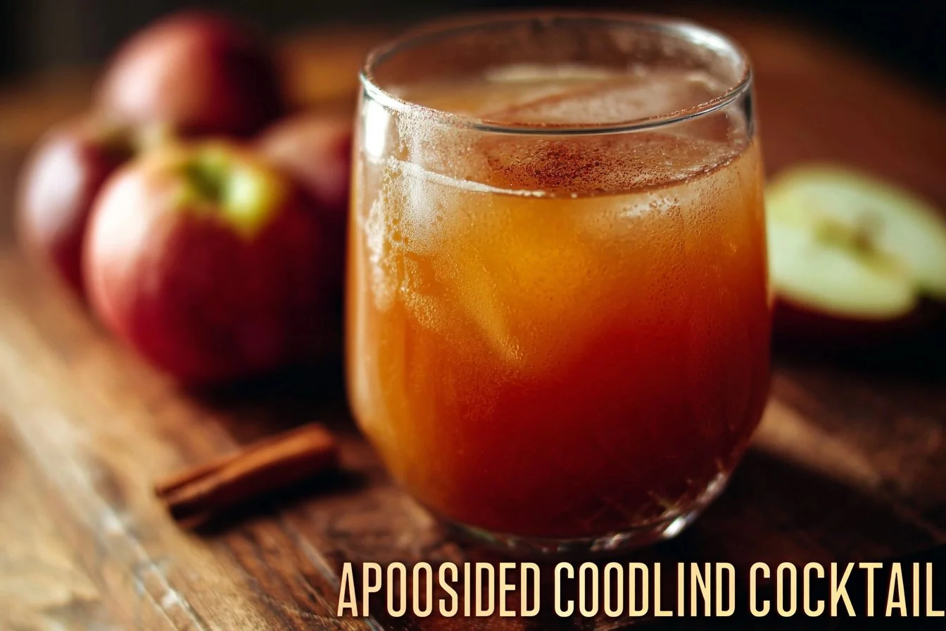 Poisoned Apple Cider Cocktail with apple slices and cinnamon garnish