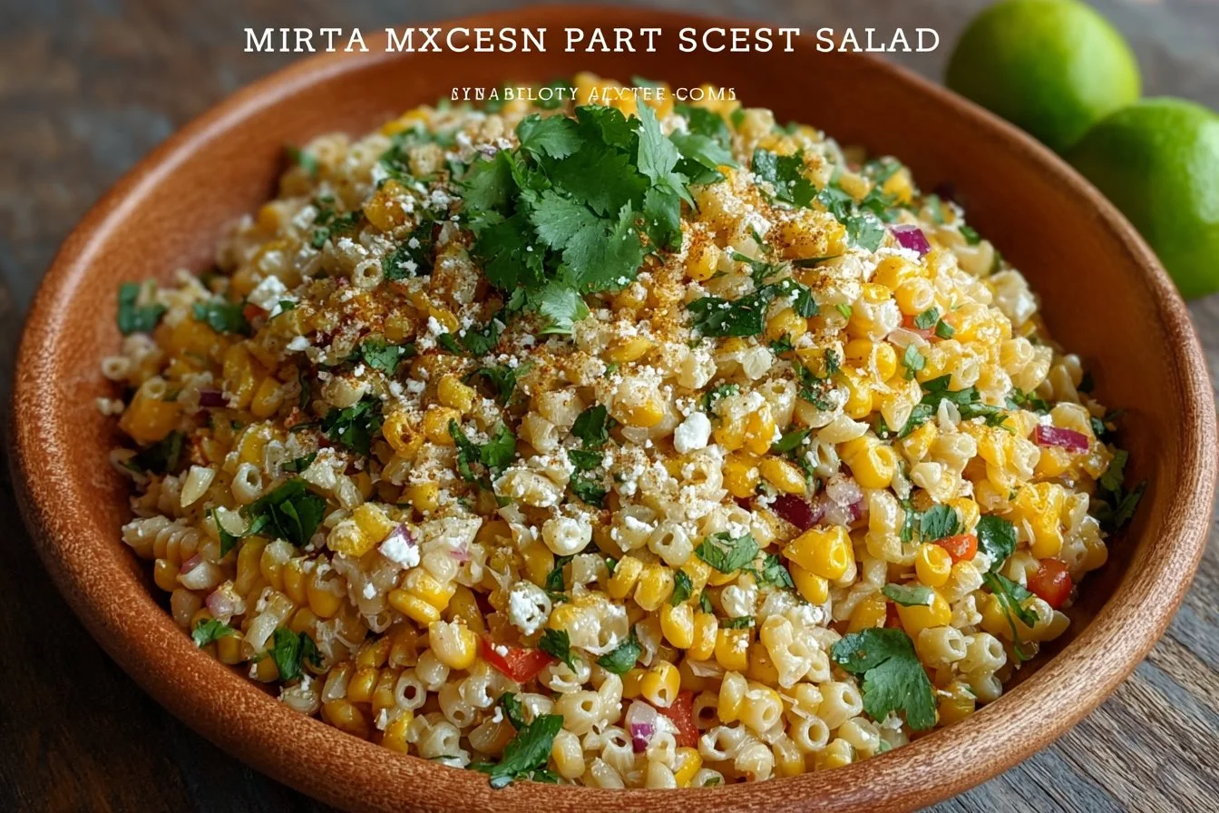 Delicious Elote Pasta Salad inspired by Mexican street corn, served in a bowl.
