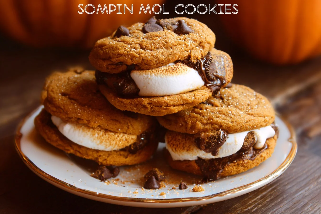 Delicious Pumpkin S'mores Cookies with marshmallows and chocolate chips