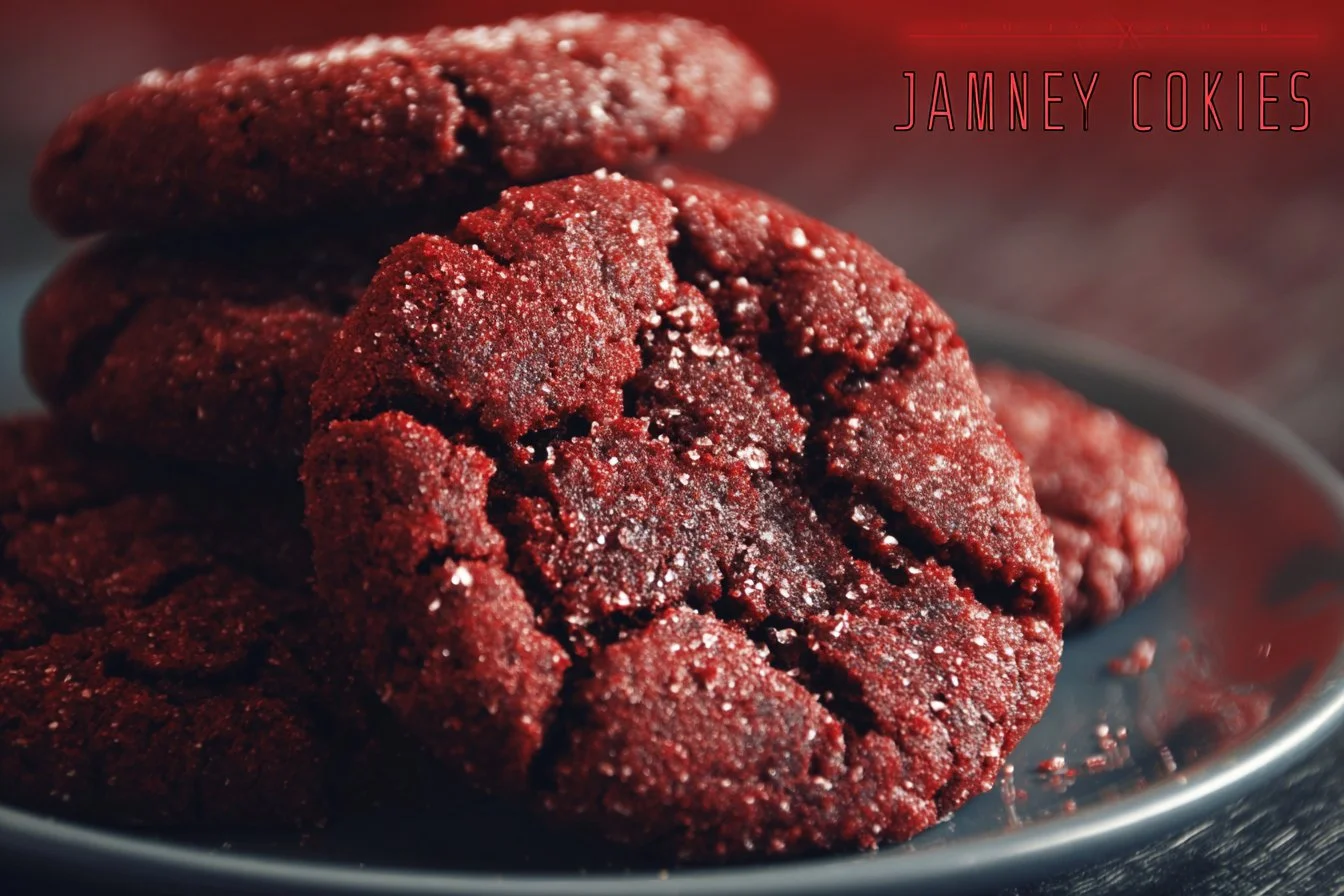 Stranger Things themed red velvet cookies with cream cheese frosting